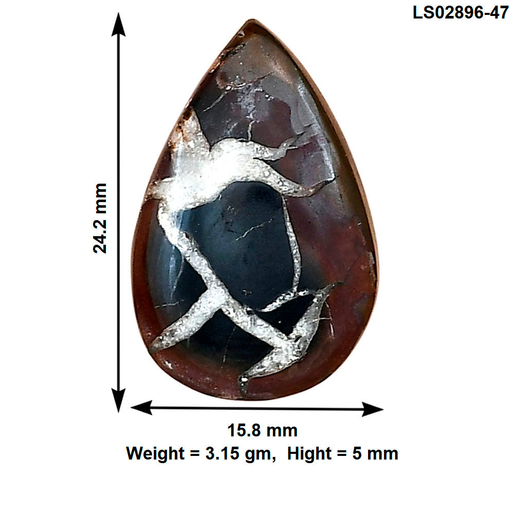 Black Septarian 24.2x15.8x5 mm Pear Gemstone LS02896-47