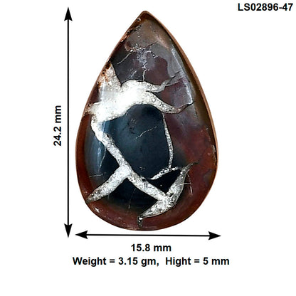 Black Septarian 24.2x15.8x5 mm Pear Gemstone LS02896-47