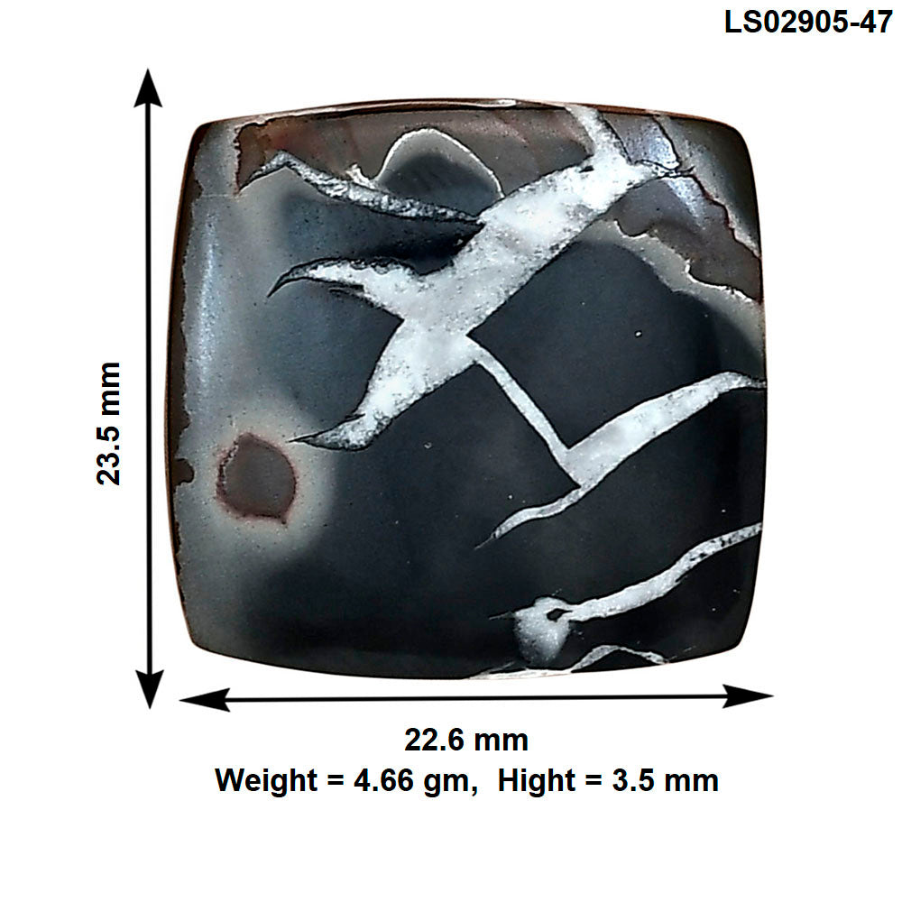 Black Septarian 23.5x22.6x3.5 mm Baguette Gemstone LS02905-47