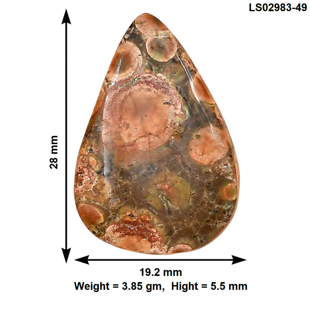 Poppy Jasper 28x19.2x5.5 mm Pear Gemstone LS02983-49