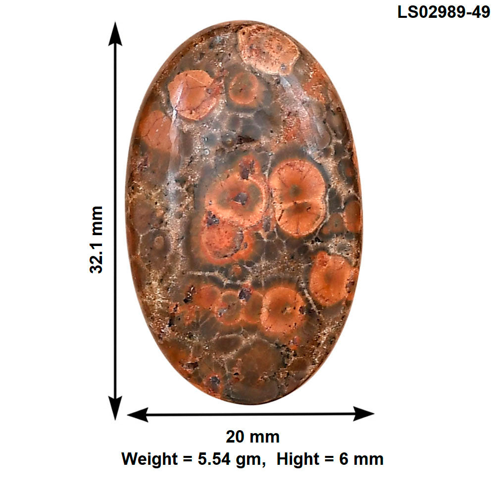 Poppy Jasper 32.1x20x6 mm Oval Gemstone LS02989-49