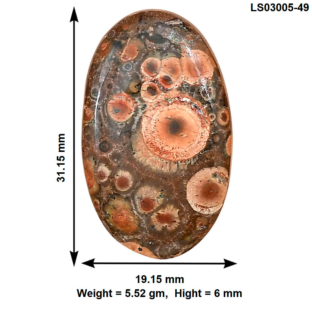 Poppy Jasper 31.15x19.15x6 mm Oval Gemstone LS03005-49