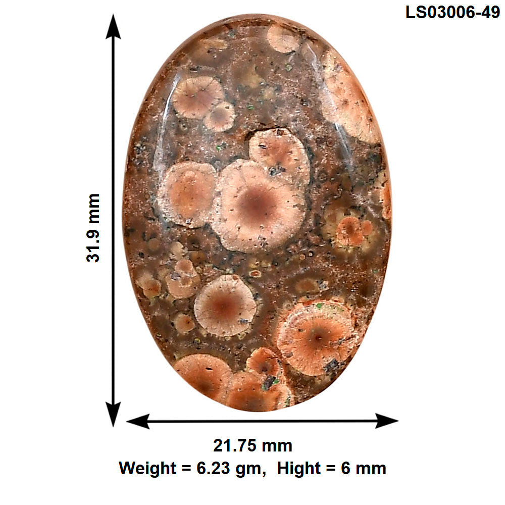 Poppy Jasper 31.9x21.75x6 mm Oval Gemstone LS03006-49