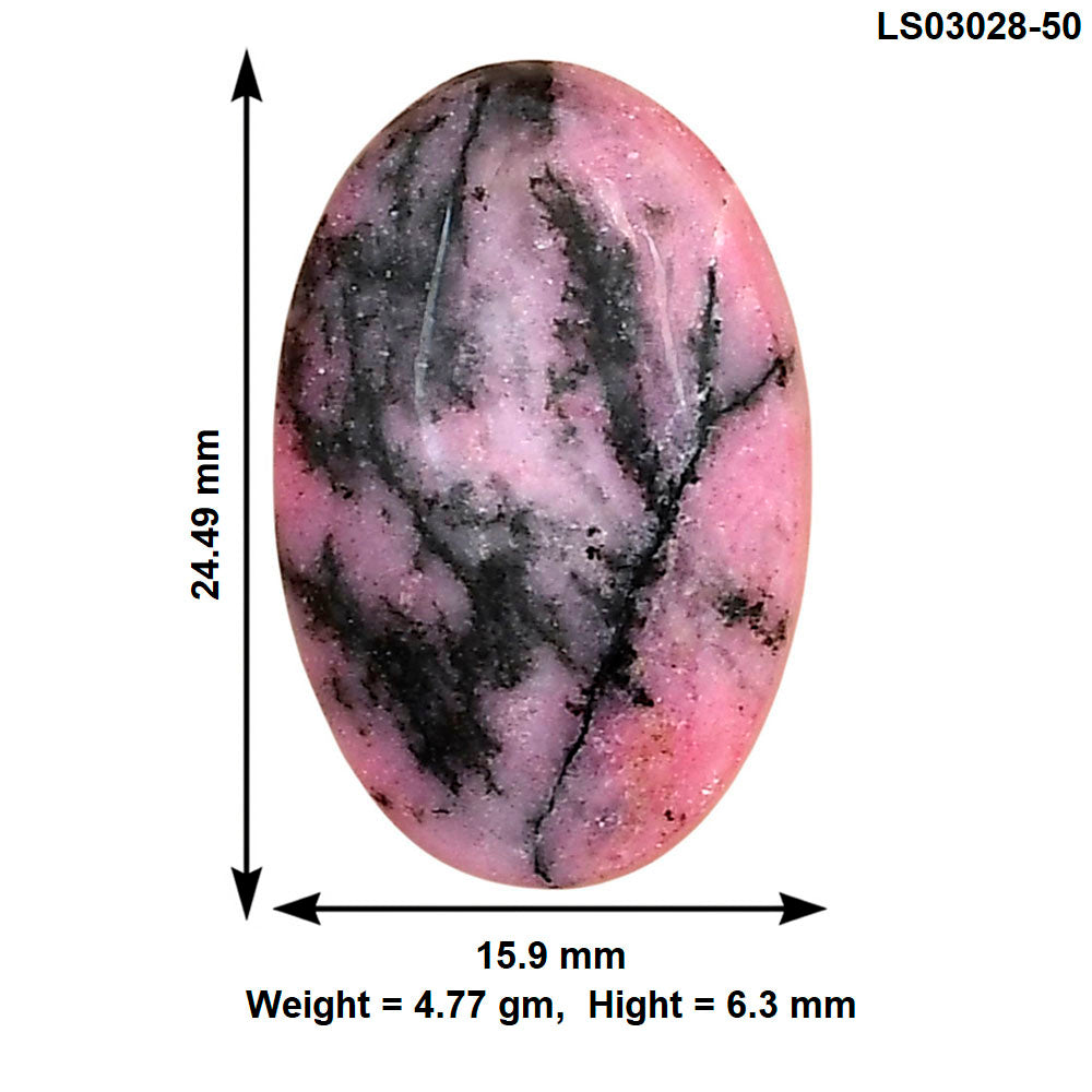 Rhodonite 24.49x15.9x6.3 mm Oval Gemstone LS03028-50