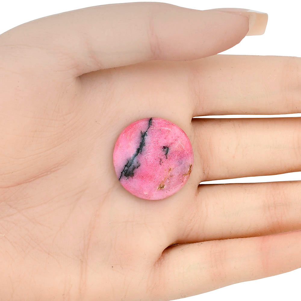 Rhodonite 24.49x24.49x5 mm Round Gemstone LS03050-50