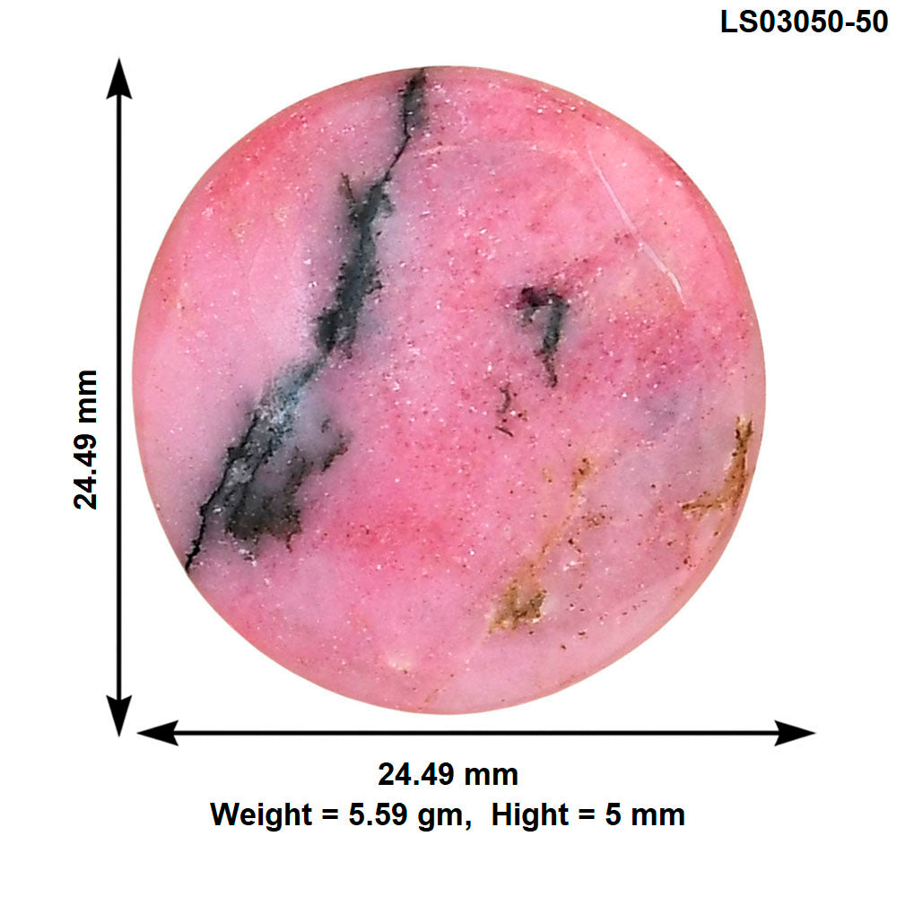 Rhodonite 24.49x24.49x5 mm Round Gemstone LS03050-50