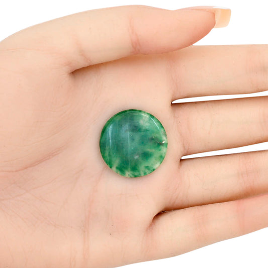 Nephrite Jade 23.6x23.6x4 mm Round Gemstone LS03352-55