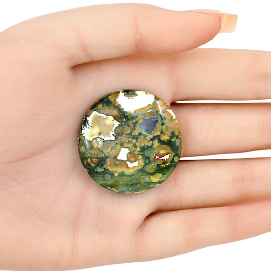 Rhyolite - Rainforest Jasper 36.6x36.6x6.5 mm Round Gemstone LS03464-58