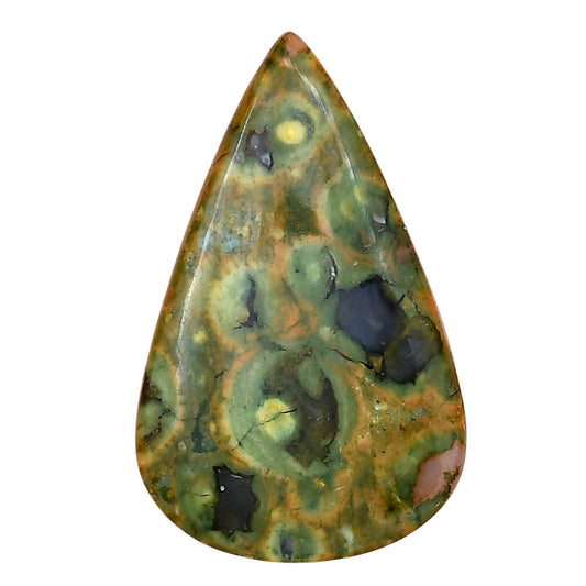 Rhyolite - Rainforest Jasper 40.6x25.3x5.5 mm Pear Gemstone LS03466-58