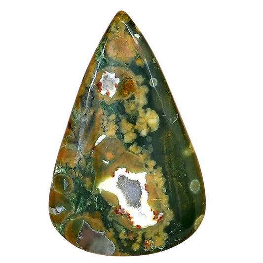 Rhyolite - Rainforest Jasper 37.3x23.85x4.8 mm Pear Gemstone LS03475-58