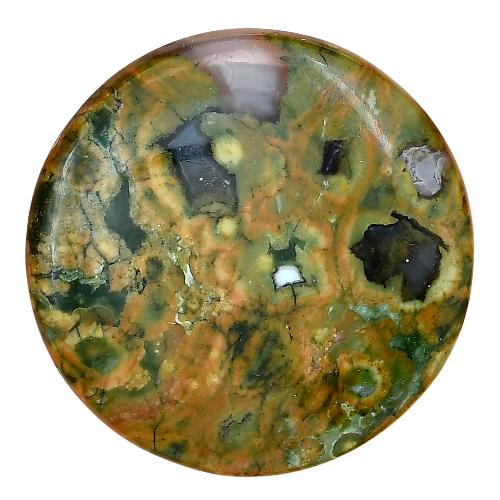 Rhyolite - Rainforest Jasper 37.7x37.7x6 mm Round Gemstone LS03476-58