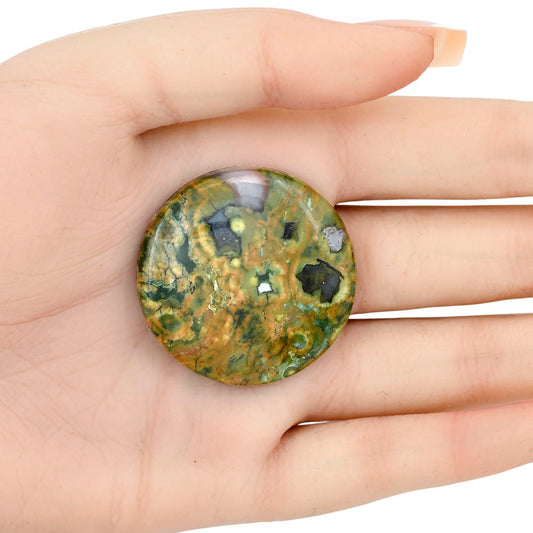 Rhyolite - Rainforest Jasper 37.7x37.7x6 mm Round Gemstone LS03476-58