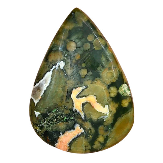 Rhyolite - Rainforest Jasper 31.3x22.55x6 mm Pear Gemstone LS03483-58