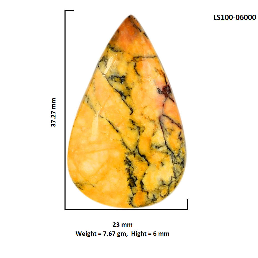 Honey Dendritic Opal 23x37.27x6 mm Pear Shape Polished Gemstone LS100-06000