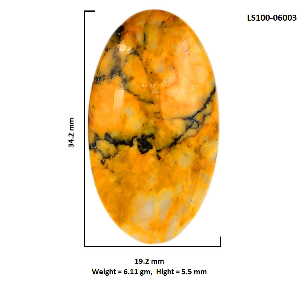 Honey Dendritic Opal 19.2x34.2x5.5 mm Oval Shape Polished Gemstone LS100-06003