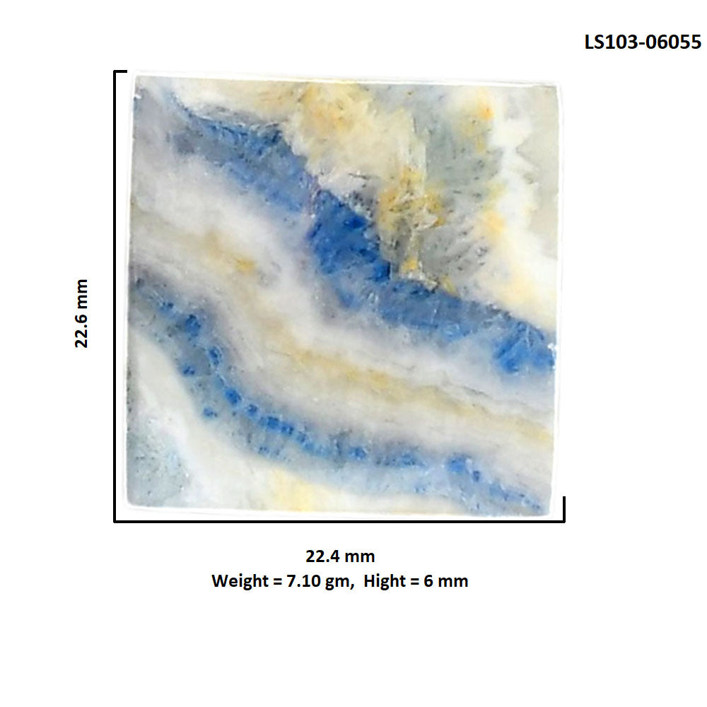 Blue Scheelite 22.4x22.6x6 mm Baguette Shape Polished Gemstone LS103-06055