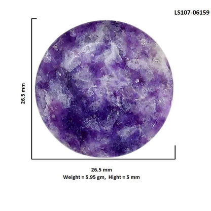 Lepidolite 26.5x26.5x5 mm Round Shape Polished Gemstone LS107-06159