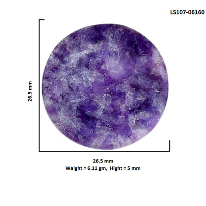 Lepidolite 26.5x26.5x5 mm Round Shape Polished Gemstone LS107-06160