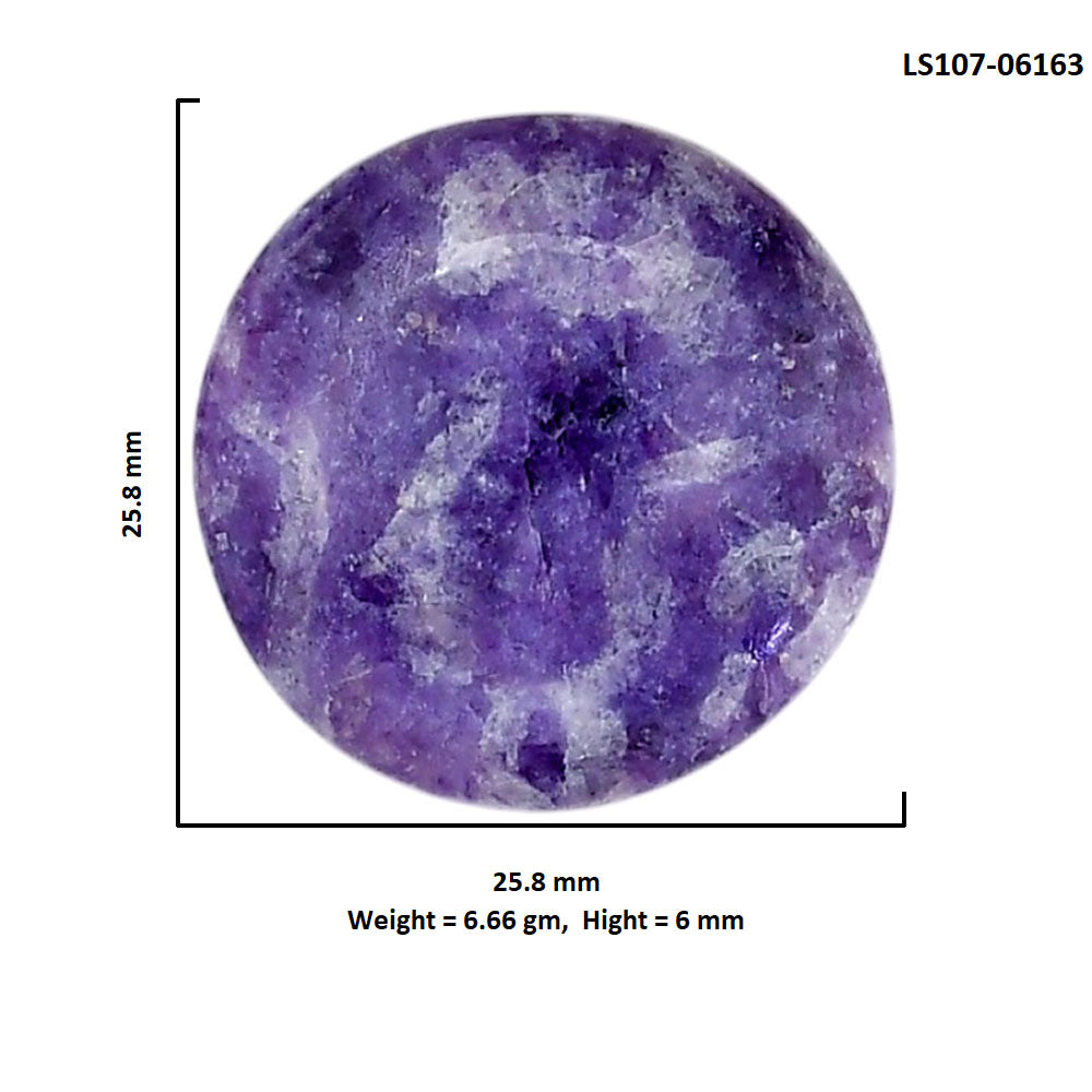 Lepidolite 25.8x25.8x6 mm Round Shape Polished Gemstone LS107-06163