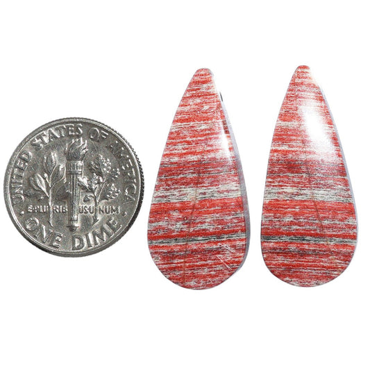 Snake Skin Jasper Pair 12.4x28x4.5 mm Pear Shape Polished Gemstone LS11-07265