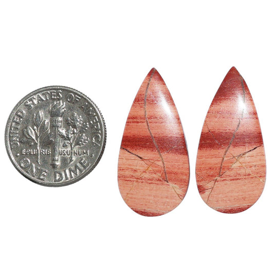 Snake Skin Jasper Pair 12.4x25.9x3.5 mm Pear Shape Polished Gemstone LS11-07266