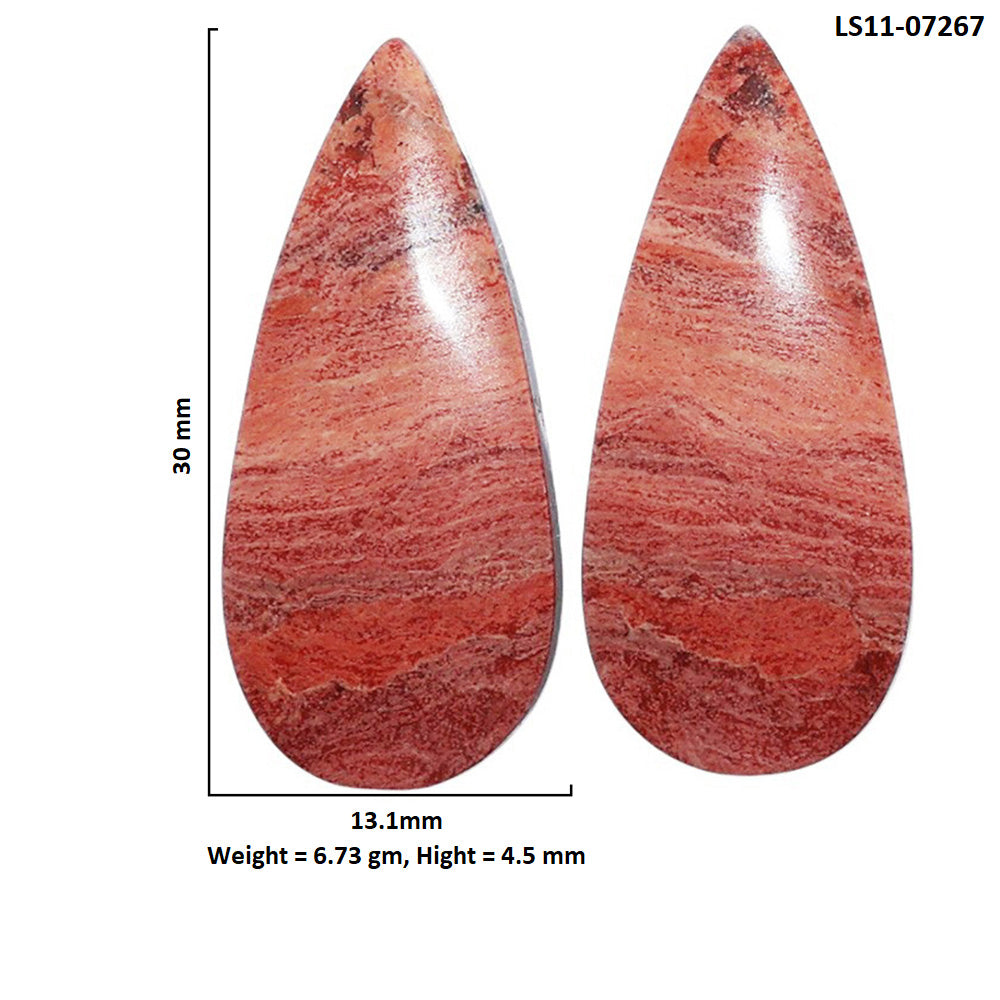 Snake Skin Jasper Pair 13.1x30x4.5 mm Pear Shape Polished Gemstone LS11-07267