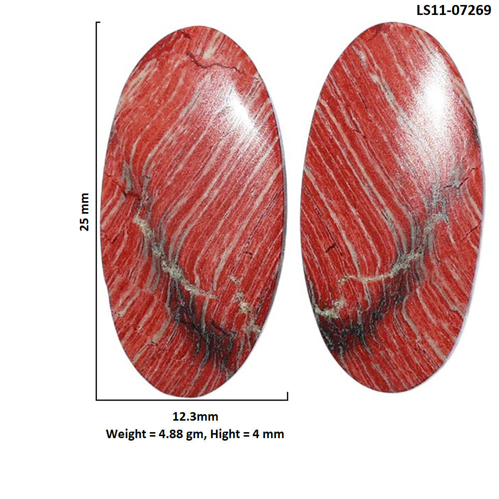 Snake Skin Jasper Pair 12.3x25x4 mm Oval Shape Polished Gemstone LS11-07269