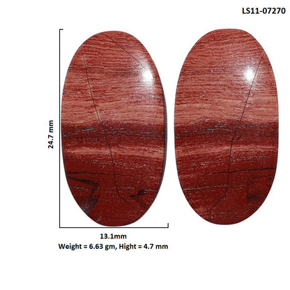 Snake Skin Jasper Pair 13.1x24.7x4.7 mm Oval Shape Polished Gemstone LS11-07270