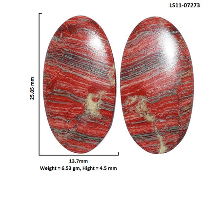 Snake Skin Jasper Pair 13.7x25.85x4.5 mm Oval Shape Polished Gemstone LS11-07273
