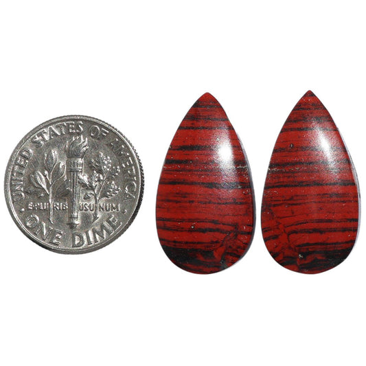 Snake Skin Jasper Pair 12.4x23.2x4.5 mm Pear Shape Polished Gemstone LS11-07275