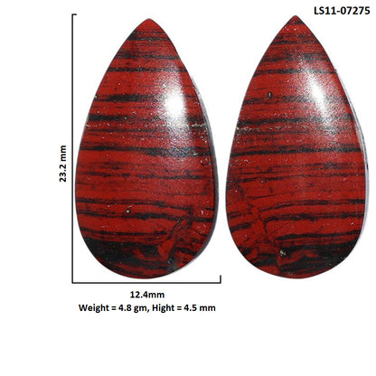 Snake Skin Jasper Pair 12.4x23.2x4.5 mm Pear Shape Polished Gemstone LS11-07275