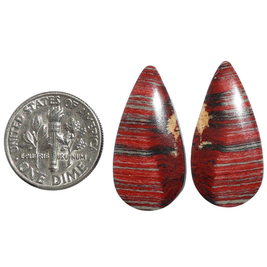Snake Skin Jasper Pair 12.9x26x4.5 mm Pear Shape Polished Gemstone LS11-07276