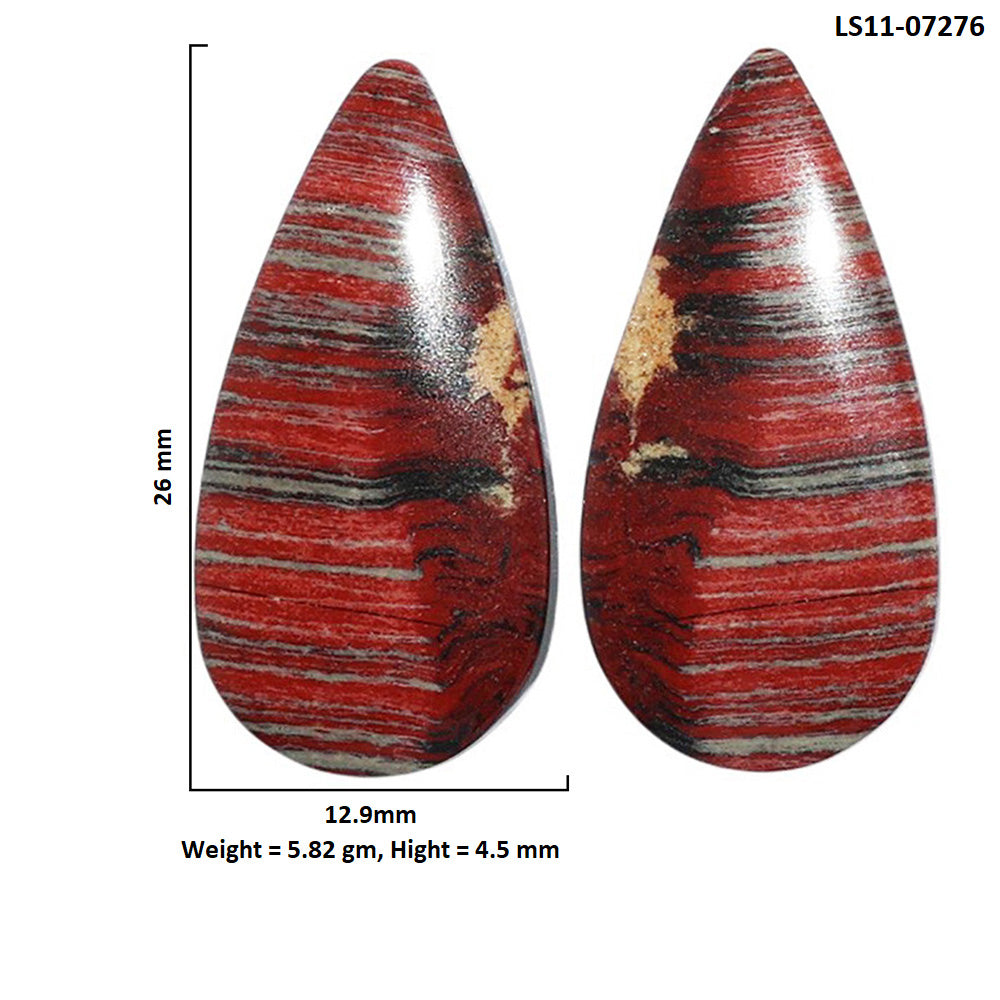 Snake Skin Jasper Pair 12.9x26x4.5 mm Pear Shape Polished Gemstone LS11-07276