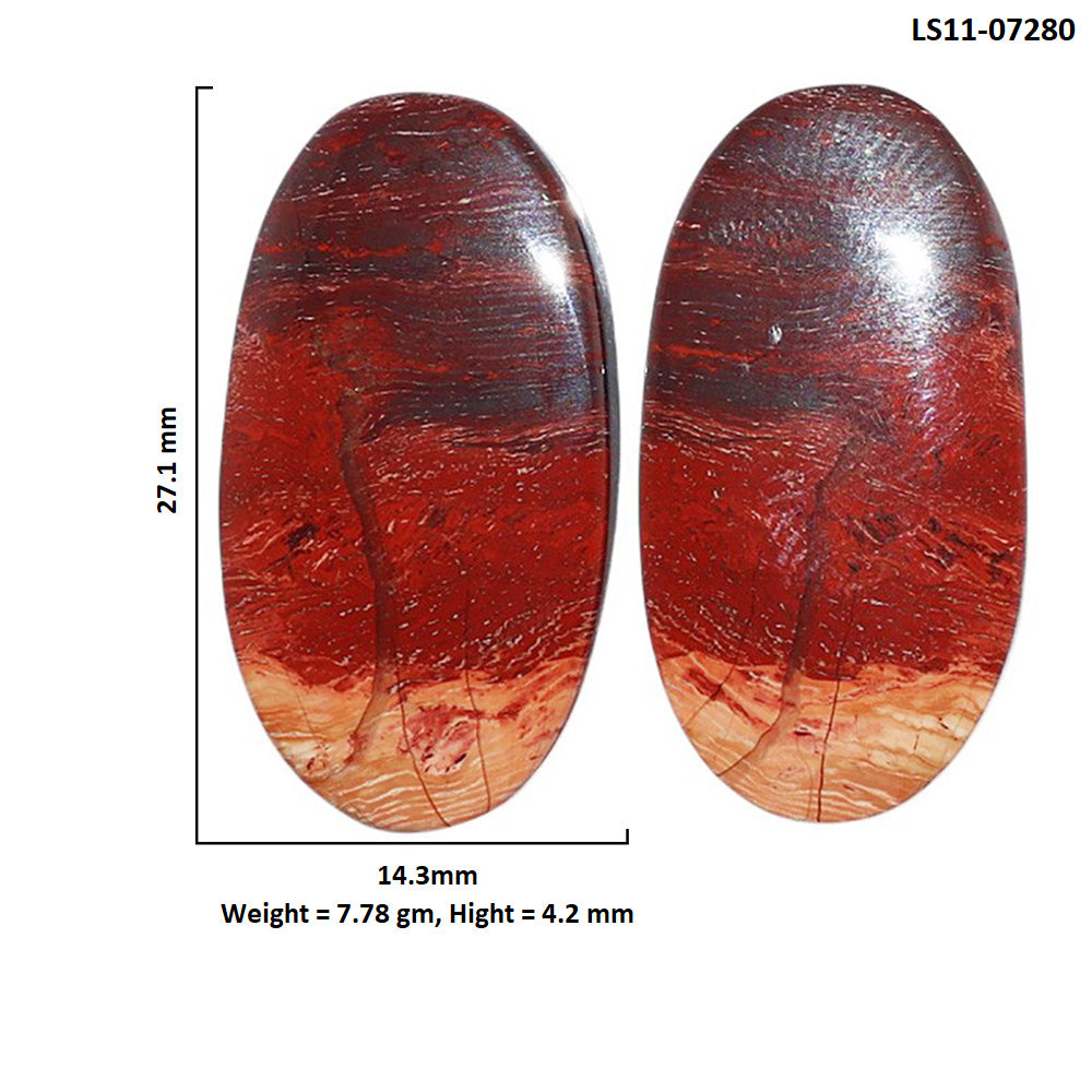 Snake Skin Jasper Pair 14.3x27.1x4.2 mm Oval Shape Polished Gemstone LS11-07280