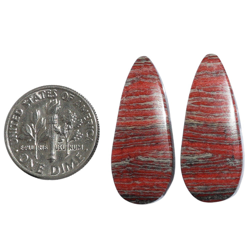 Snake Skin Jasper Pair 11.6x27.6x4.3 mm Pear Shape Polished Gemstone LS11-07284