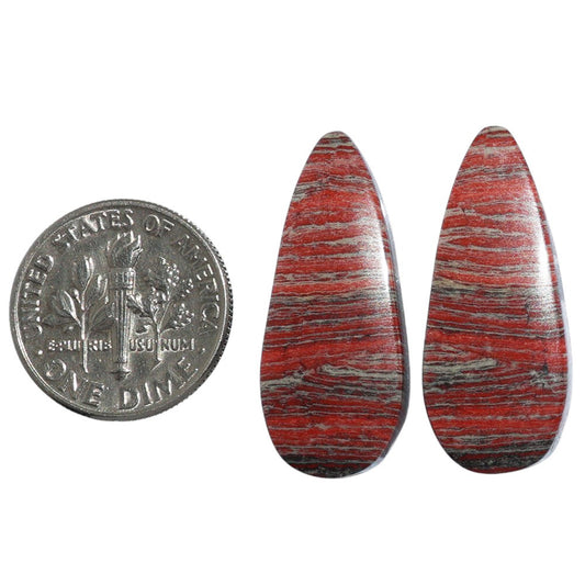 Snake Skin Jasper Pair 11.6x27.6x4.3 mm Pear Shape Polished Gemstone LS11-07284