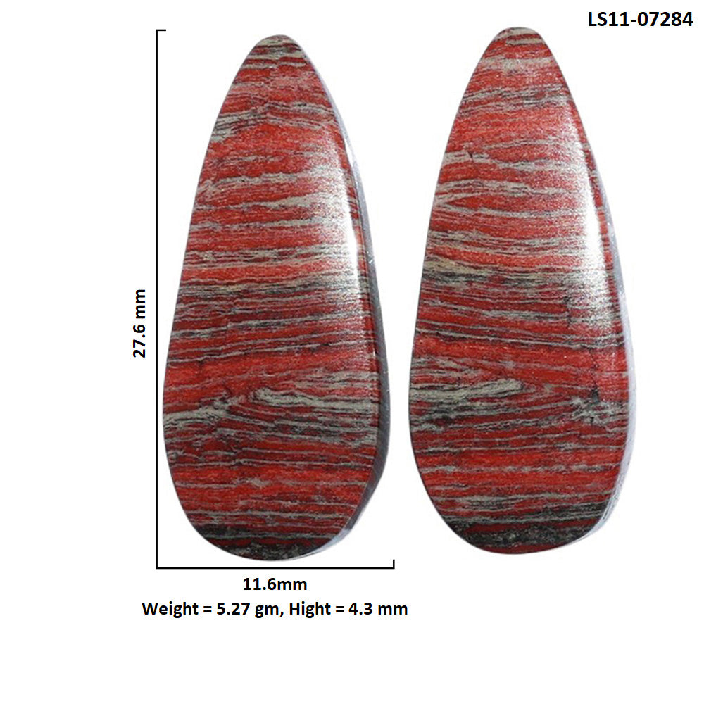 Snake Skin Jasper Pair 11.6x27.6x4.3 mm Pear Shape Polished Gemstone LS11-07284