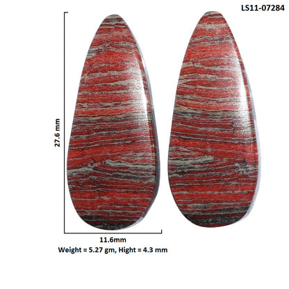 Snake Skin Jasper Pair 11.6x27.6x4.3 mm Pear Shape Polished Gemstone LS11-07284