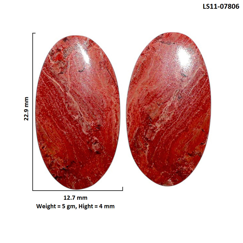 Snake Skin Jasper Pair 12.7x22.9x4 mm Oval Shape Polished Gemstone LS11-07806