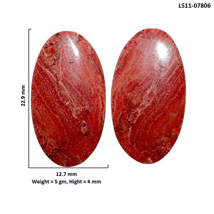 Snake Skin Jasper Pair 12.7x22.9x4 mm Oval Shape Polished Gemstone LS11-07806