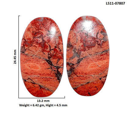 Snake Skin Jasper Pair 13.2x24.45x4.5 mm Oval Shape Polished Gemstone LS11-07807