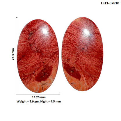Snake Skin Jasper Pair 13.25x23.3x4.5 mm Oval Shape Polished Gemstone LS11-07810