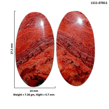 Snake Skin Jasper Pair 14x27.2x4.7 mm Oval Shape Polished Gemstone LS11-07811
