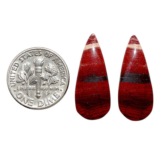 Snake Skin Jasper Pair 10x24.25x4 mm Pear Shape Polished Gemstone LS11-07813