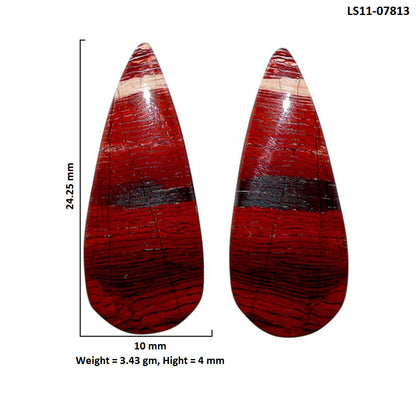 Snake Skin Jasper Pair 10x24.25x4 mm Pear Shape Polished Gemstone LS11-07813