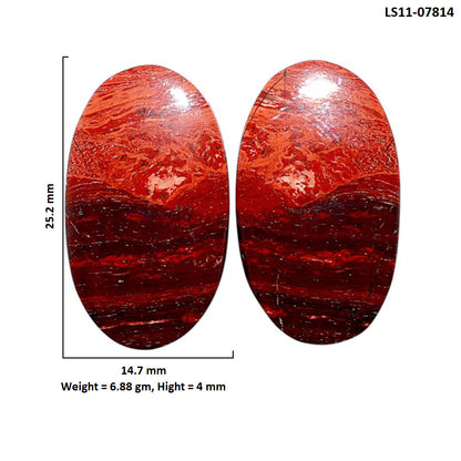 Snake Skin Jasper Pair 14.7x25.2x4 mm Oval Shape Polished Gemstone LS11-07814
