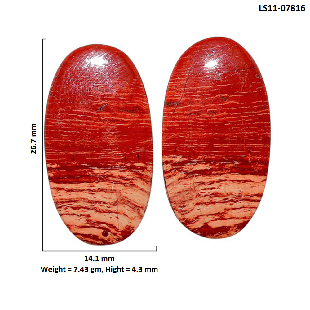 Snake Skin Jasper Pair 14.1x26.7x4.3 mm Oval Shape Polished Gemstone LS11-07816