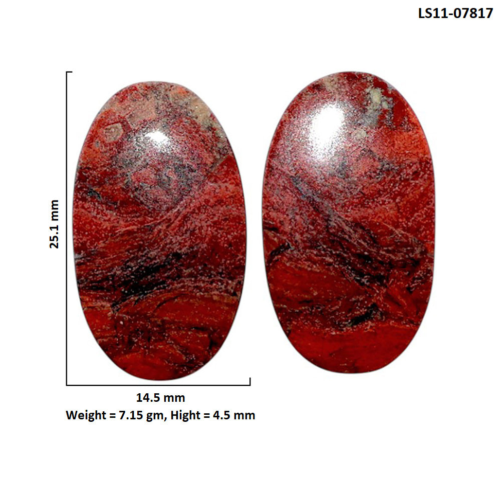 Snake Skin Jasper Pair 14.5x25.1x4.5 mm Oval Shape Polished Gemstone LS11-07817