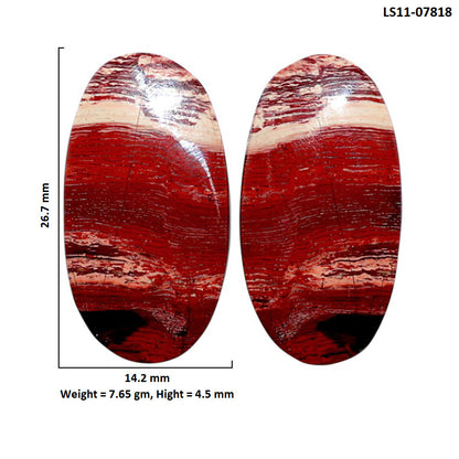 Snake Skin Jasper Pair 14.2x26.7x4.5 mm Oval Shape Polished Gemstone LS11-07818