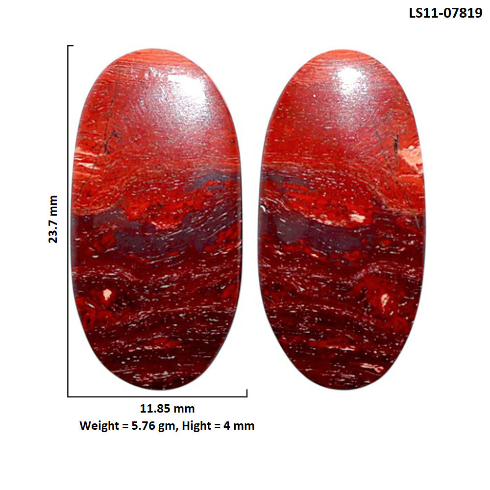 Snake Skin Jasper Pair 11.85x23.7x4 mm Oval Shape Polished Gemstone LS11-07819